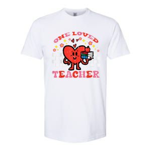 Valentines Day One Loved Teacher Retro Groovy Heart Softstyle CVC T-Shirt