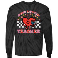 Valentines Day One Loved Teacher Groovy Heart Tie-Dye Long Sleeve Shirt