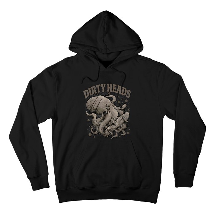 Vintage Dirty Octopus Heads With Skateboard Music Lover Hoodie