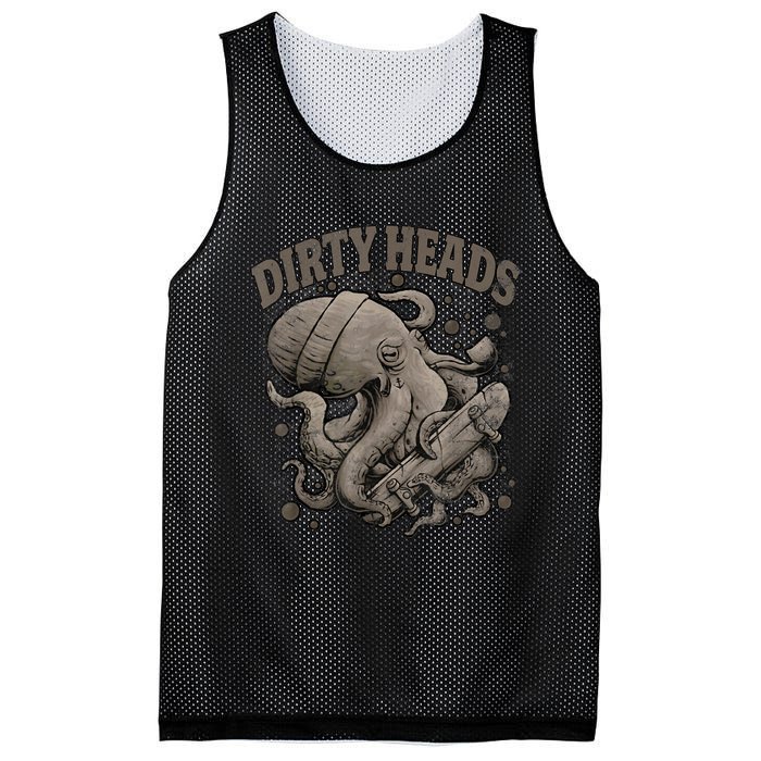 Vintage Dirty Octopus Heads With Skateboard Music Lover Mesh Reversible Basketball Jersey Tank