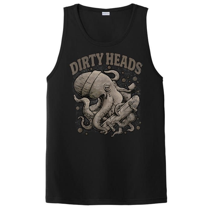 Vintage Dirty Octopus Heads With Skateboard Music Lover PosiCharge Competitor Tank