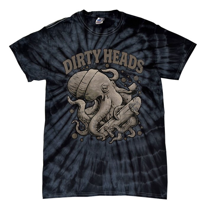 Vintage Dirty Octopus Heads With Skateboard Music Lover Tie-Dye T-Shirt