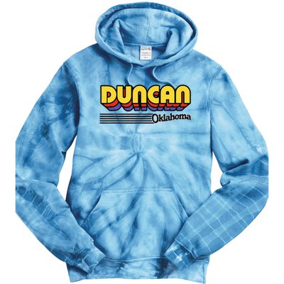 Vintage Duncan Oklahoma Retro Stripes Tie Dye Hoodie