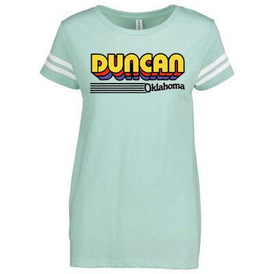 Vintage Duncan Oklahoma Retro Stripes Enza Ladies Jersey Football T-Shirt