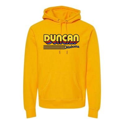 Vintage Duncan Oklahoma Retro Stripes Premium Hoodie