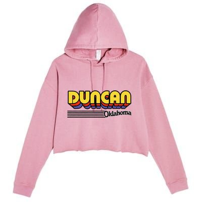 Vintage Duncan Oklahoma Retro Stripes Crop Fleece Hoodie