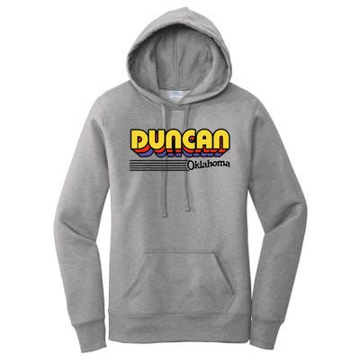 Vintage Duncan Oklahoma Retro Stripes Women's Pullover Hoodie