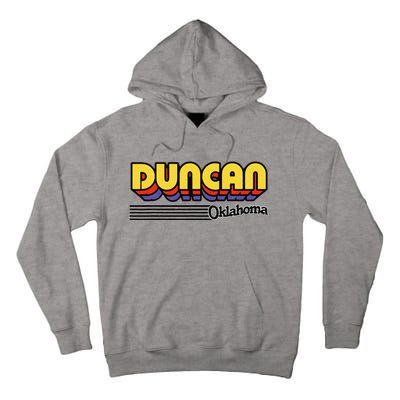 Vintage Duncan Oklahoma Retro Stripes Tall Hoodie