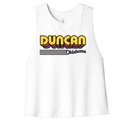 Vintage Duncan Oklahoma Retro Stripes Women's Racerback Cropped Tank