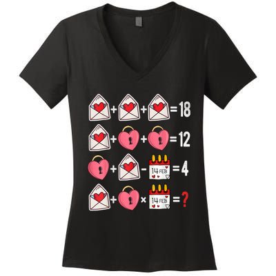 Valentines Day Order Of Operations Valentines Math Teacher Women's V-Neck T-Shirt