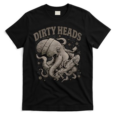 Vintage Dirty Octopus Heads With Skateboard Music Lover T-Shirt