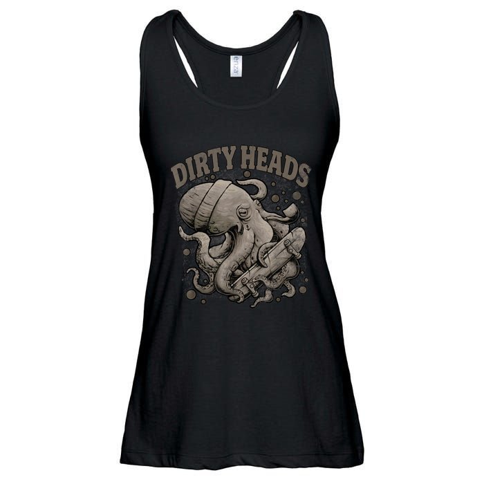 Vintage Dirty Octopus Heads With Skateboard Music Lover Ladies Essential Flowy Tank