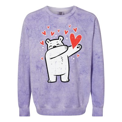 Valentines Day Polar Bear Dab Great Gift Colorblast Crewneck Sweatshirt