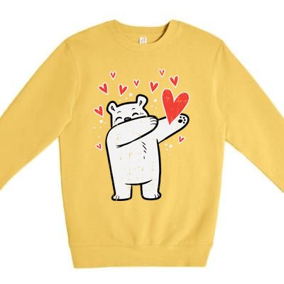 Valentines Day Polar Bear Dab Great Gift Premium Crewneck Sweatshirt