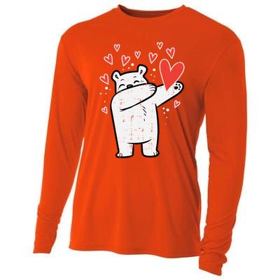 Valentines Day Polar Bear Dab Great Gift Cooling Performance Long Sleeve Crew