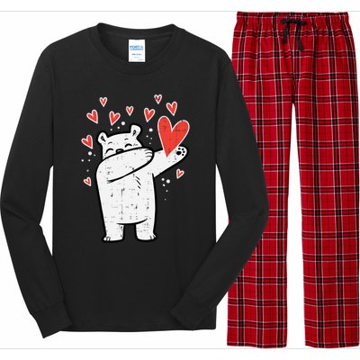 Valentines Day Polar Bear Dab Great Gift Long Sleeve Pajama Set