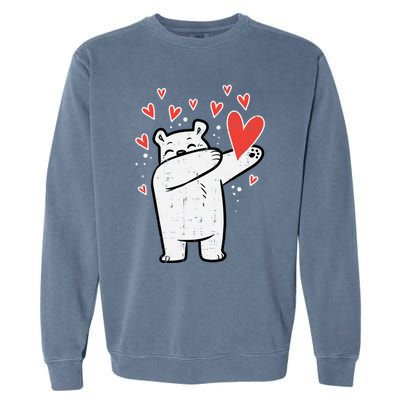 Valentines Day Polar Bear Dab Great Gift Garment-Dyed Sweatshirt