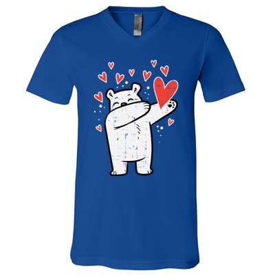 Valentines Day Polar Bear Dab Great Gift V-Neck T-Shirt