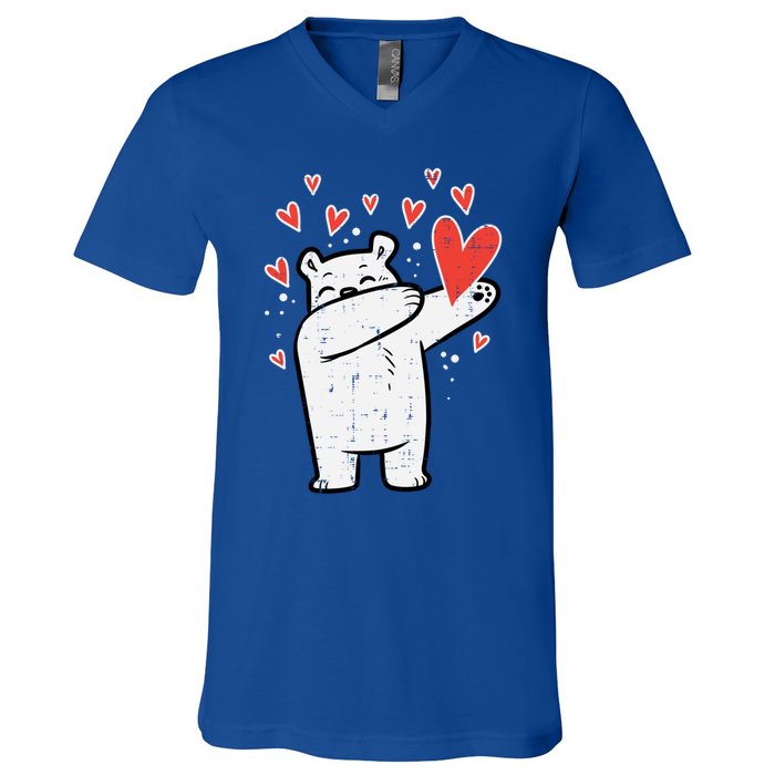 Valentines Day Polar Bear Dab Great Gift V-Neck T-Shirt