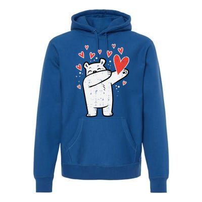 Valentines Day Polar Bear Dab Great Gift Premium Hoodie