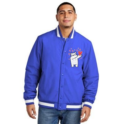 Valentines Day Polar Bear Dab Great Gift Insulated Varsity Jacket