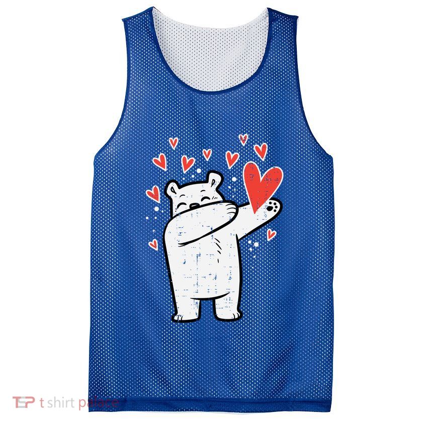 Valentines Day Polar Bear Dab Great Gift Mesh Reversible Basketball Jersey Tank
