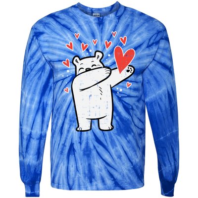 Valentines Day Polar Bear Dab Great Gift Tie-Dye Long Sleeve Shirt