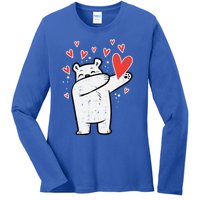 Valentines Day Polar Bear Dab Great Gift Ladies Long Sleeve Shirt