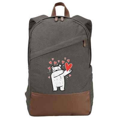 Valentines Day Polar Bear Dab Great Gift Cotton Canvas Backpack