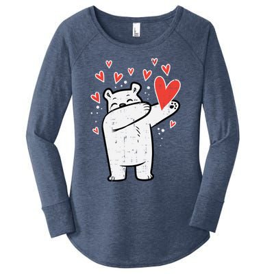 Valentines Day Polar Bear Dab Great Gift Women's Perfect Tri Tunic Long Sleeve Shirt