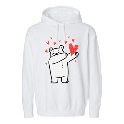 Valentines Day Polar Bear Dab Great Gift Garment-Dyed Fleece Hoodie