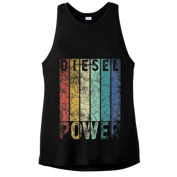 Vintage Diesel Power Funny Gift For Car Mechanic Smoke Truck Ladies PosiCharge Tri-Blend Wicking Tank