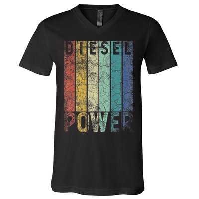 Vintage Diesel Power Funny Gift For Car Mechanic Smoke Truck V-Neck T-Shirt