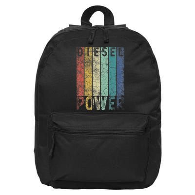 Vintage Diesel Power Funny Gift For Car Mechanic Smoke Truck 16 in Basic Backpack