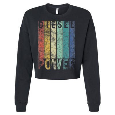 Vintage Diesel Power Funny Gift For Car Mechanic Smoke Truck Cropped Pullover Crew
