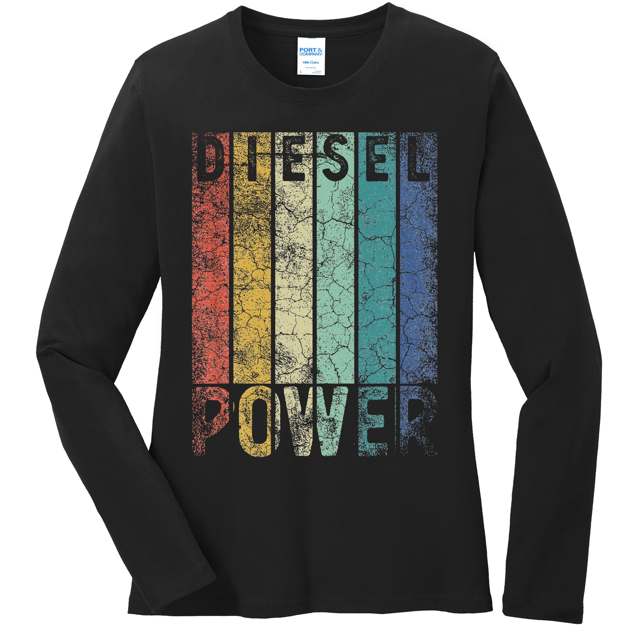Vintage Diesel Power Funny Gift For Car Mechanic Smoke Truck Ladies Long Sleeve Shirt