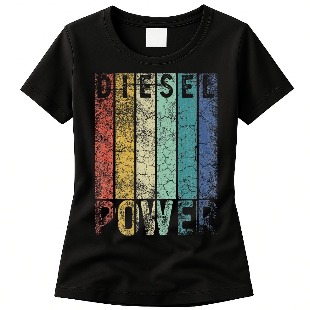 Vintage Diesel Power Funny Gift For Car Mechanic Smoke Truck Womens T-Shirt