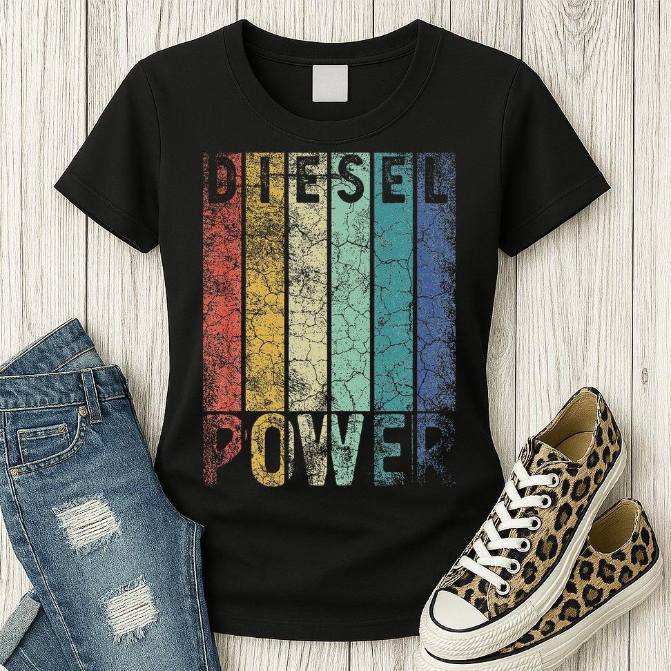 Vintage Diesel Power Funny Gift For Car Mechanic Smoke Truck Womens T-Shirt