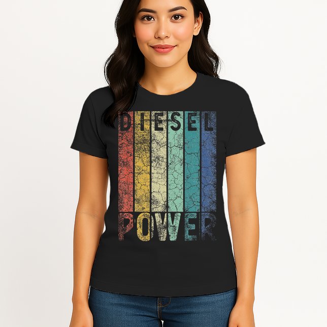 Vintage Diesel Power Funny Gift For Car Mechanic Smoke Truck Womens T-Shirt