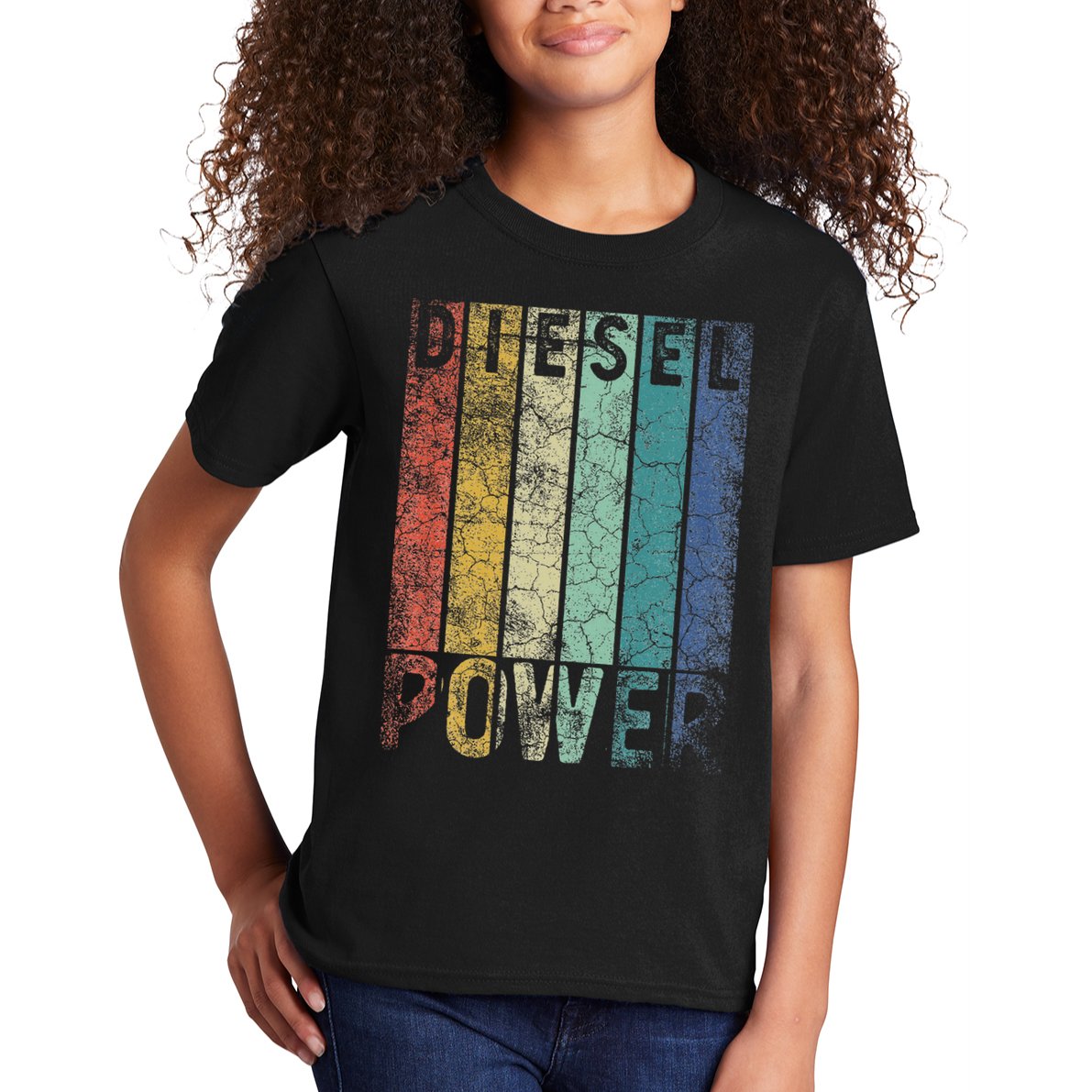 Vintage Diesel Power Funny Gift For Car Mechanic Smoke Truck Kids T-Shirt