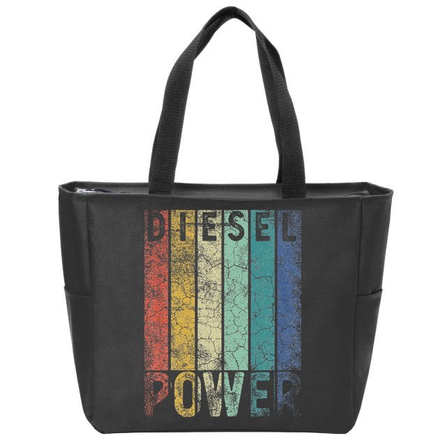 Vintage Diesel Power Funny Gift For Car Mechanic Smoke Truck Zip Tote Bag