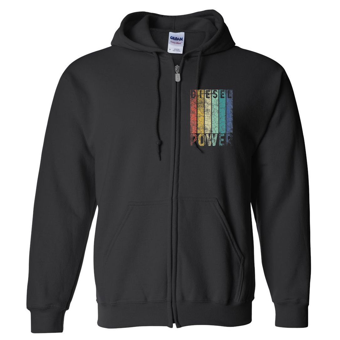 Vintage Diesel Power Funny Gift For Car Mechanic Smoke Truck Full Zip Hoodie