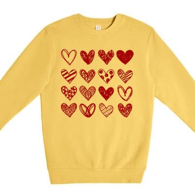 Valentines Day Pattern Hearts Premium Crewneck Sweatshirt