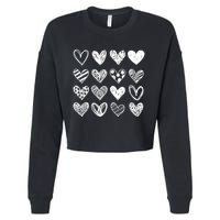 Valentines Day Pattern Hearts Cropped Pullover Crew