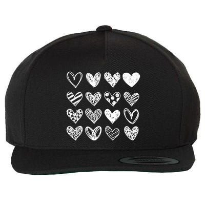 Valentines Day Pattern Hearts Wool Snapback Cap