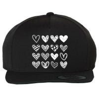 Valentines Day Pattern Hearts Wool Snapback Cap