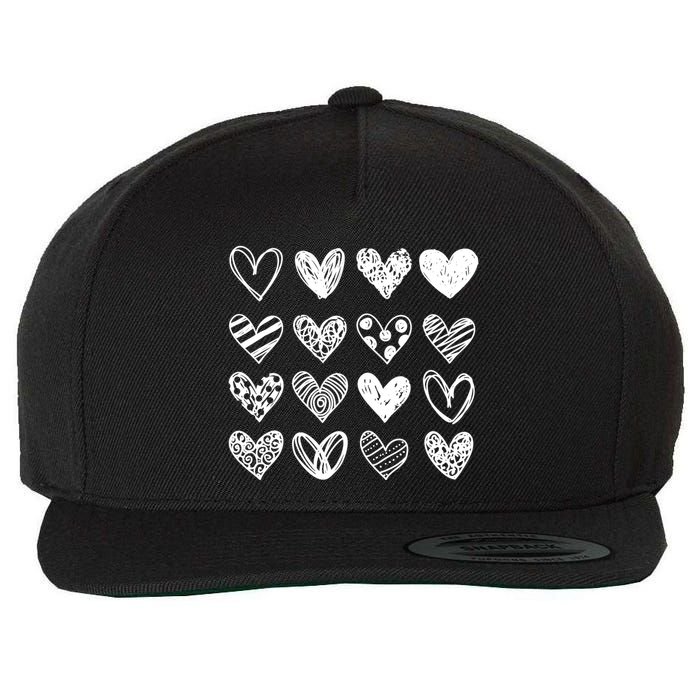Valentines Day Pattern Hearts Wool Snapback Cap