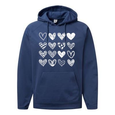 Valentines Day Pattern Hearts Performance Fleece Hoodie