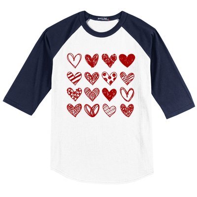 Valentines Day Pattern Hearts Baseball Sleeve Shirt