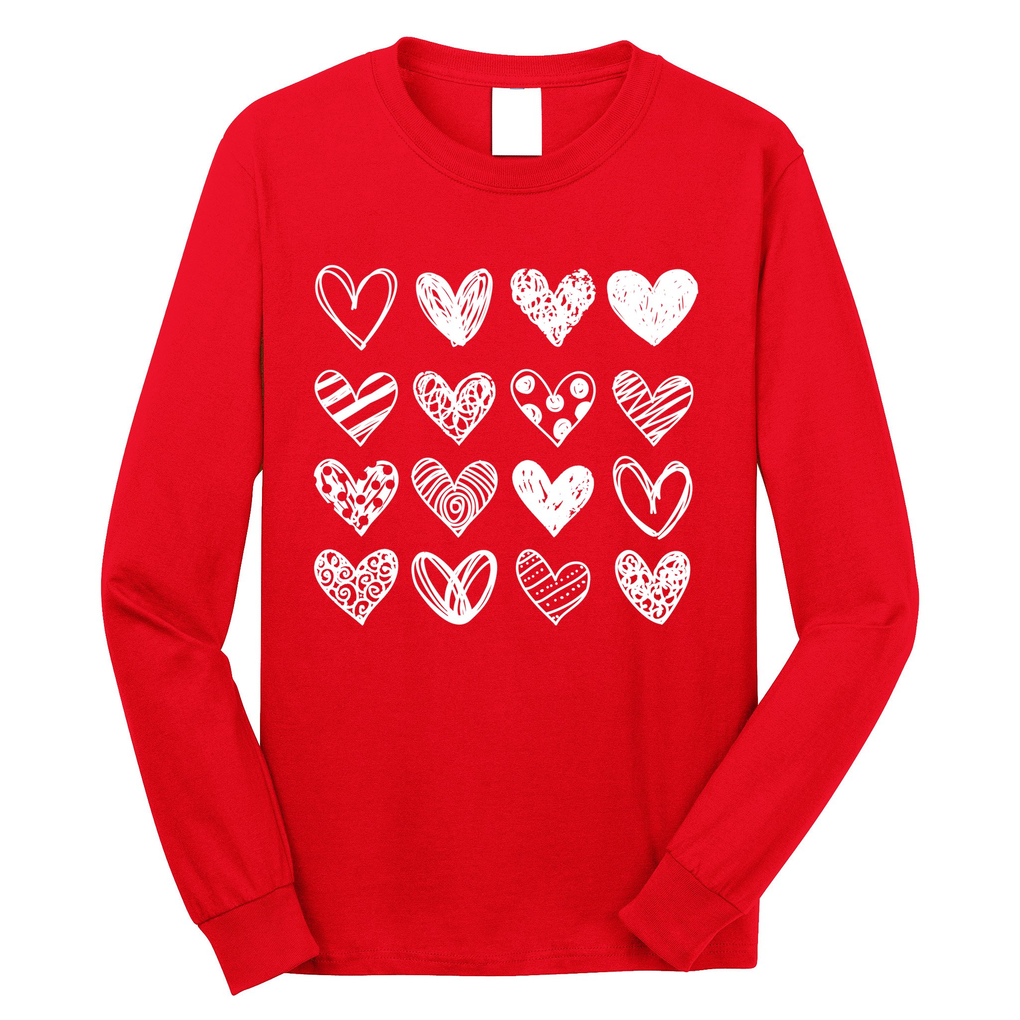 Valentines Day Pattern Hearts Long Sleeve Shirt